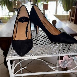 H&M Black Suede Heels Timeless Elegance